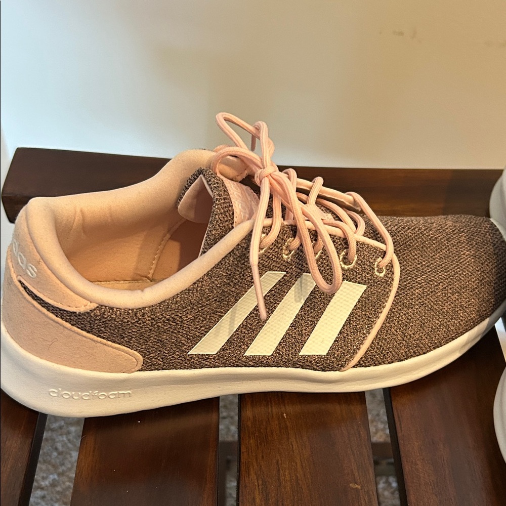 Adidas Tan Sneakers with Light Pink Accents - Picture 2 of 2